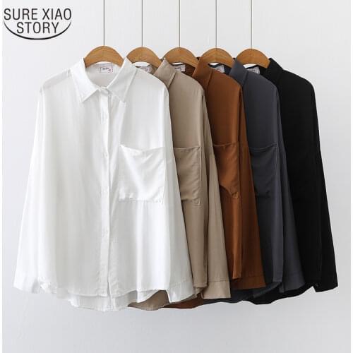 Fashion White Long Sleeve Clothing for Women Korean Vintage Single Breasted Shirts and Blouse Ladies Tops Plus Size Shirt 11332