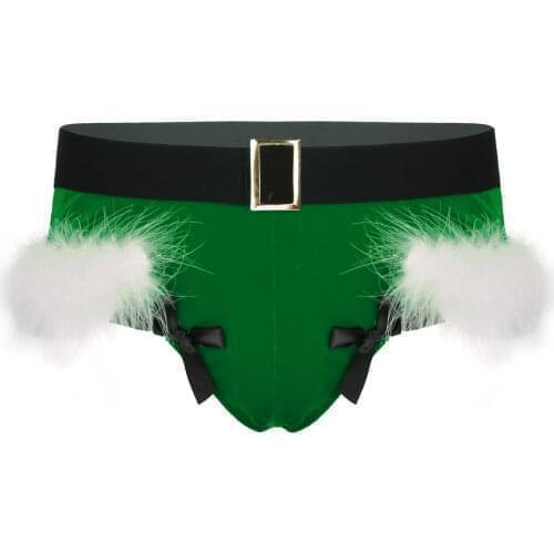 Mens Velvet Briefs Lingerie Panties Fancy Jockstraps Boy Shorts Feather Trimming Bowknot Thong Christmas Underwear Underpants