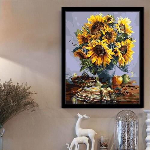 New 5d painting by numbers art paint by number Van Gogh Sunflower Continental Fill Color Colored Canvas