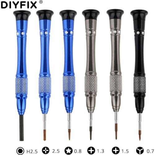 DIYFIX 6 in 1 Precision Magnetic Screwdriver Set for iPhone 7 7Plus Y-Tip Cross Hex Pentalobe Mobile Phone Opening Repair Tools