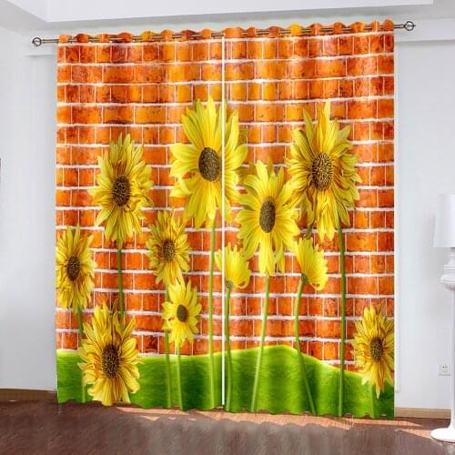Bright Sunflower Modern Minimalist Pattern Blackout Curtain Set Hook, Suitable for Home Curtains In The Living Room and Bedroom