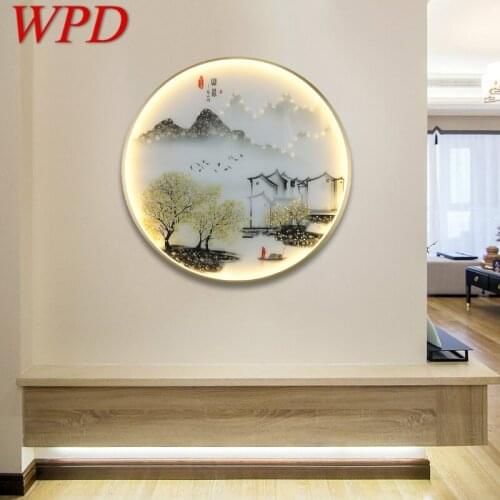 WPD Wall Lamps Modern Landscape Painting LED Sconces Round Light Creative For Home Bedside