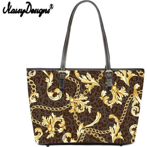 NOISYDESIGNS European Floral Print Women Tote Shoulder Bag Quality Leather Casual Handbags Female Designer Bag Vintage Big Size