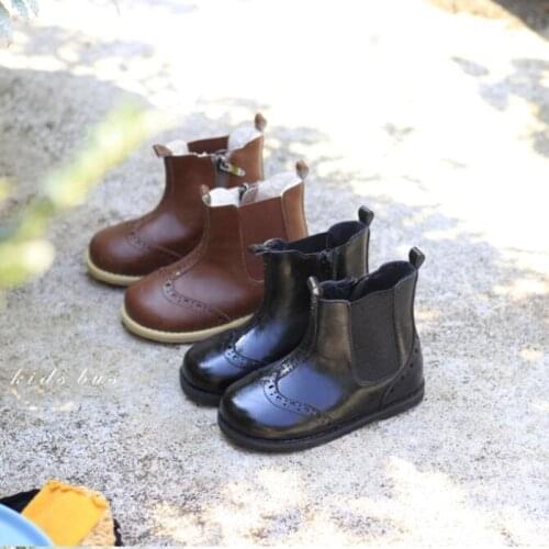 2021 Winter New British Retro Martin Boots Plus Cashmere Boys and Girls Short Snow Boot