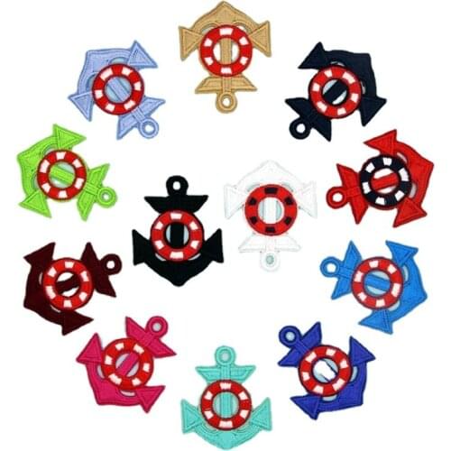 New Arrival Cartoon Anchor Iron on Patches Sewing Embroidered Applique for Jacket Clothes Stickers Badge DIY Apparel Accessories