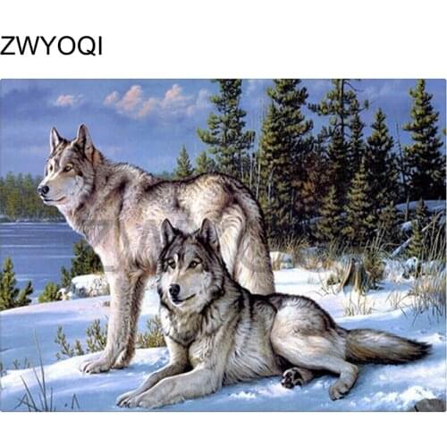 Full Square Diamond mosaic Wolf animal Full Round Diamond embroidery Cross stitch Wolf animal 5DDIY Diamond painting Wolf animal