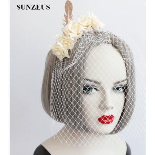 Headband Hair Accessories for Bridal Flowers Wedding Hats with Face Veil Girls Party Hair Accessories sombrero boda SH30