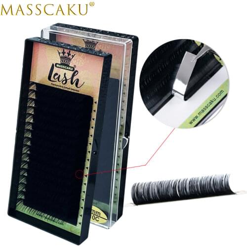 MASSCAKU 16rows/case 8-16mm & mix Premium Natural Synthetic Mink Individual Eyelash Single Extension eyelashes soft cilia lashes