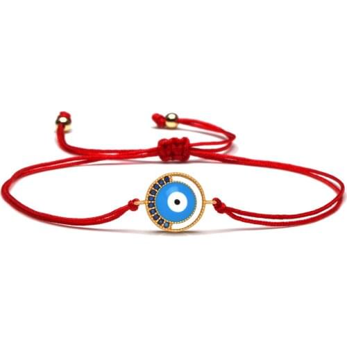 Blue Cubic Zirconia Stones Round Turkish Evil Eye Bracelet Women 2021 New Fashion CZ Luck Protect Red String Delicate Jewelry He