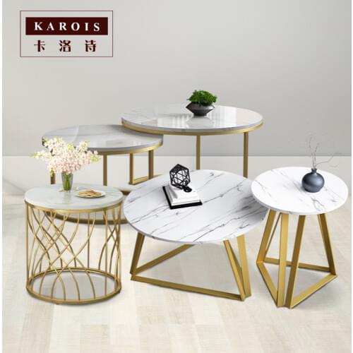 Karois831 Nordic Marble Coffee Table Light Luxury Net Red Simple Small Round Coffee Table
