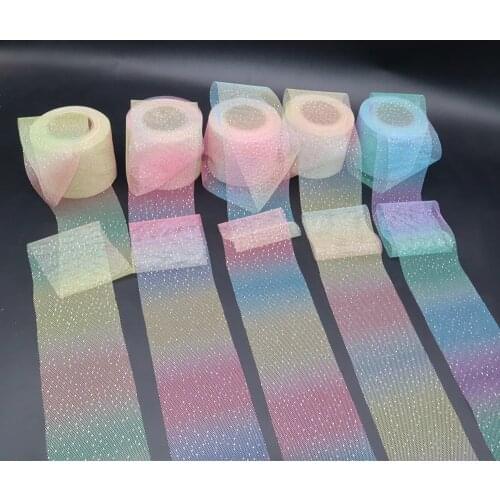 25Yards/roll 6cm Rainbow Foil Dot Tulle Roll Organza Tutu Fabric Baby Shower Party Supplies DIY Hair Bows Handmade Materials