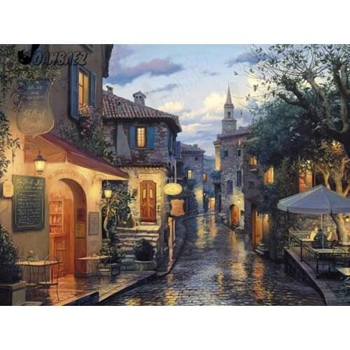Vintage Diamond Painting Street Scene Landscape 5D Diy Round Diamond Art Inlaid Household Room Wall Decoration Accessories