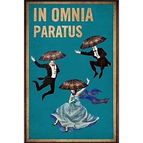 ZMKDLL Dance in Omnia Paratus Retro Metal Tin Sign Vintage Sign for Home Coffee Wall Decor 8x12 Inch