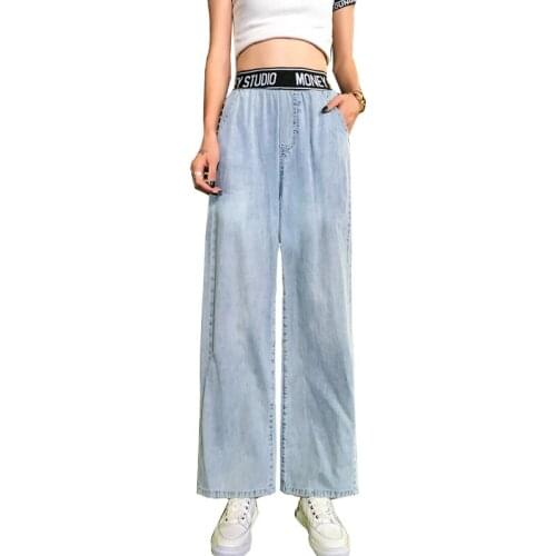 Woman Jeans High Waist Clothes Wide Leg Denim Clothing Light Blue Streetwear Vintage Quality 2020 Fashion Straight Pants