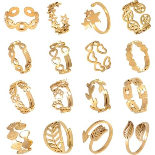 Punk Stainless Steel Rings Women Geometric Ring Rings Opening Rings For Women Chain Ring Womens Rings Stainless Jewelry Gifts