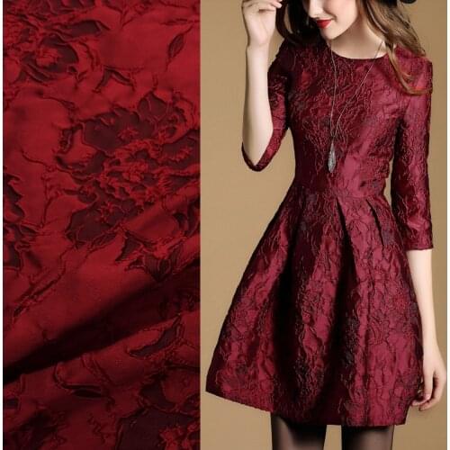 2017 big-name elegant dark pattern jacquard fashion fabric upscale dress Tutu jacket clothing cloth red and black jacquard