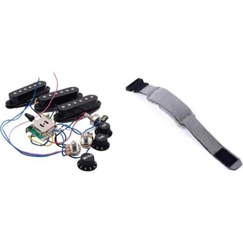 Electric Guitar Pickup Wiring Harness Prewired 5-Way Switch SSS Pickup & Guitar Fret Strings Mute Dampeners Muter Wraps