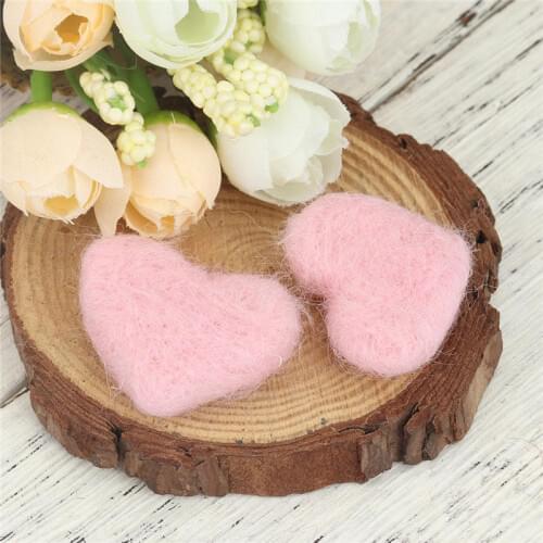 2PCs Heart Shape Wool Felt Poke DIY Kits Craft Sewing Toy Kids Children Doll Making Accessories Gift Bag Backpack Decoration
