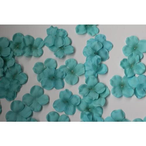 250g 4.5*4.5cm Sky Blue Silk Hydrangeas Flowers Petals For Wedding Party Holiday Venue Decoration