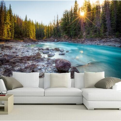 The custom 3D murals,Beautiful forest clear river papel de parede,living room sofa TV wall bedroom wall paper