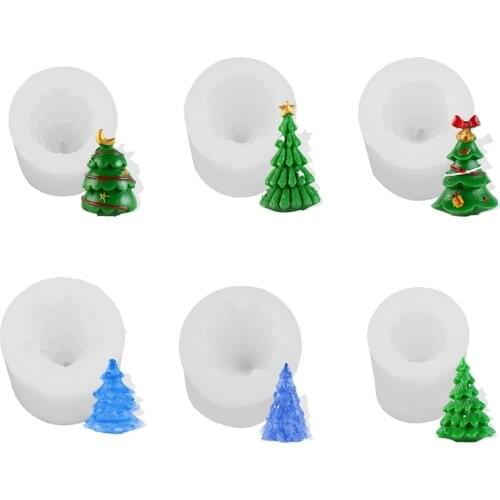 3D Christmas Tree Candle Mold Silicone Clay Soap Mould DIY Chocolate Cake Decor