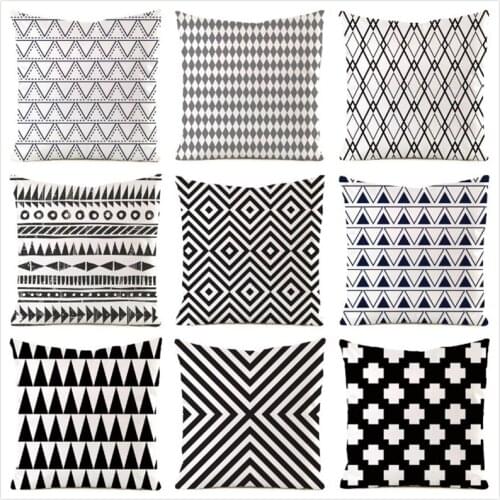 45cm*45cm Black and White Inimitated Silk Fabric Throw Pillow Covers Couch Cushion Cover Home Decorative Pillows Pillow Case