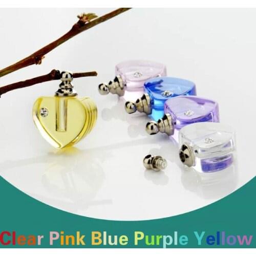 5 Mix Color Crystal Vials pendant with screw cap Essential perfume Oil vial bottles fashion necklace pendant name on rice art