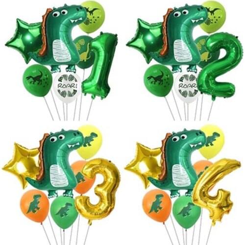 7pcs/set Dinosaur Foil Balloons Boys Animal Balloons Happy Birthday Balloon Baby Kids Birthday Party Jurassic World Decoration