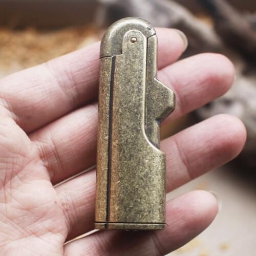 Retro Brass Torch Gasoline Lighter Free Fire Grinding Wheel Flint Kerosene Oil Pipe Lighter Cigarette Windproof Gadgets For Men