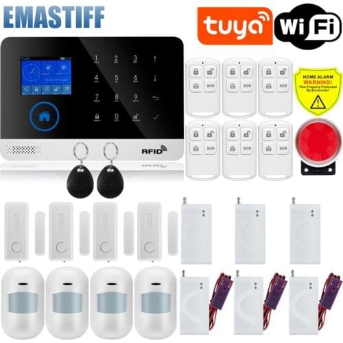 Wireless WIFI GSM Home Security Alarm System For Tuya Smart Life APP With Motion Sensor Detector Compatible With Alexa & Google