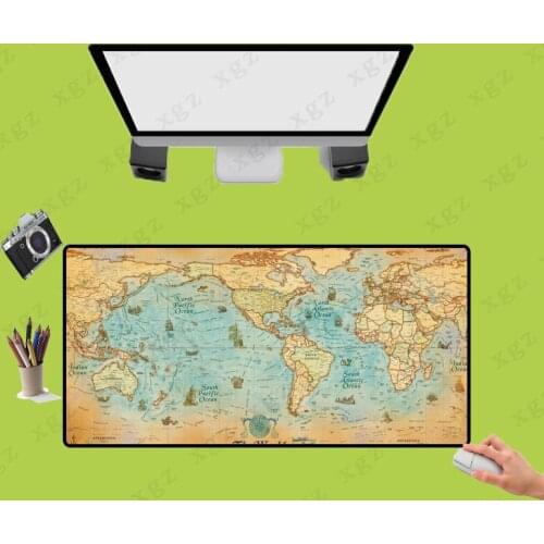 XGZ Old World Map Large Gaming Mouse Pad Lockedge Mouse Mat Keyboard Pad Desk Mat Table Mat Gamer Mousepad for Laptop Lol