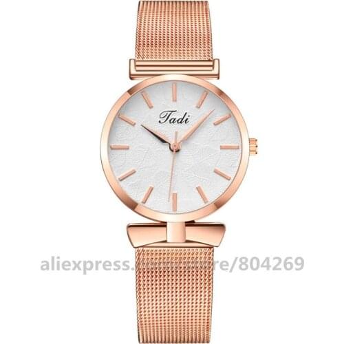 Brand New Jadi Women Nail Graduated Leaf Surface Steel Mesh Belt Watch High Quality Women Quartz Steel Mesh Watch