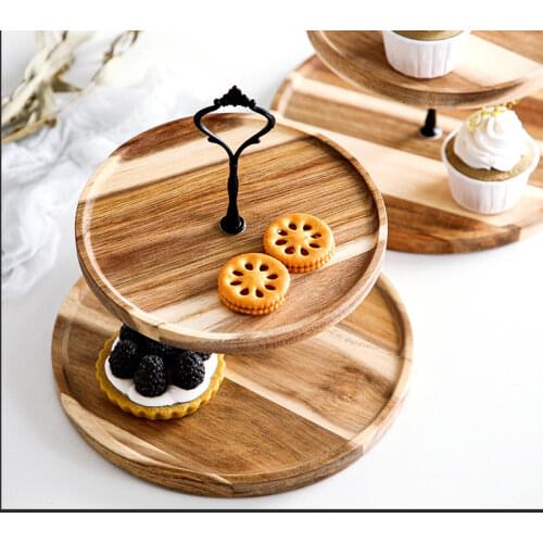 2/3 Tiers Detachable Cake Stand Wooden European Style Pastry Cupcake Fruit Plate Serving Dessert Holder Wedding Party Home Decor