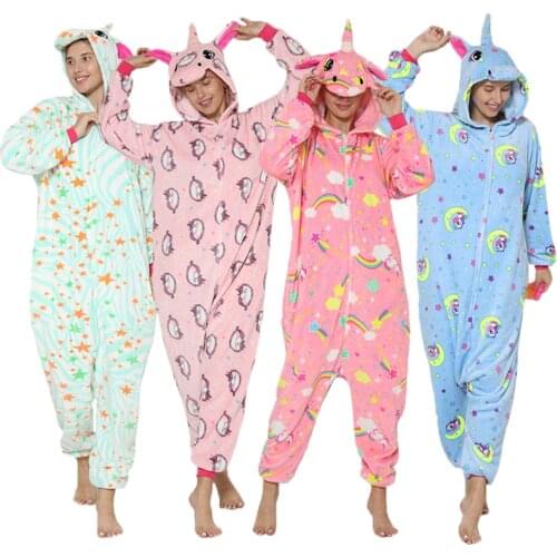 Flannel Unicorn Matching Family Outfits Sleepwear Kigurumi Animal Cartoon Onesies Pajamas,if you need two pcs, please order two