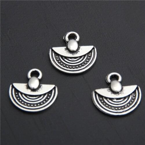 50pcs Silver Color Fan-Shaped/Semicircle Connectors Charms Pendants Jewelry Findings A2825
