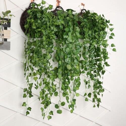 Artificial Plants Home Wedding Decoration Green Plant Ivy Leaf Artificial Flower Plastic Garland Vine artificial flowers wall