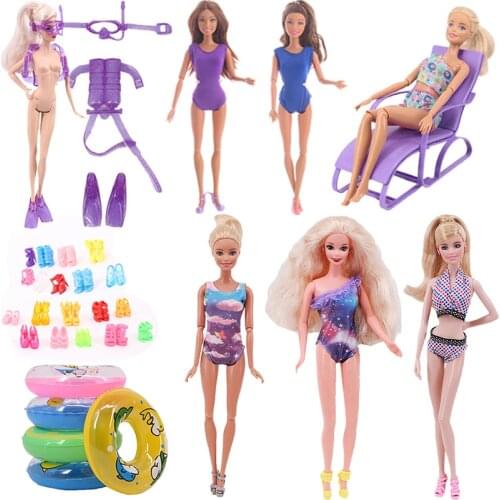Barbies Doll Mix Doll Beach Play Toy Chair Swimsuits Shoes For Barbie Doll Accessories Kelly 1:12 Doll Our Generation Girl` Gift