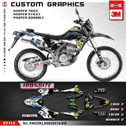 KUNGFU GRAPHICS Dirt Bike Decals Stickers Vinyl Wraps for KLX 250 S D-Tracker X Final Edition 2008 2009 2010 2011 2012 to 2020