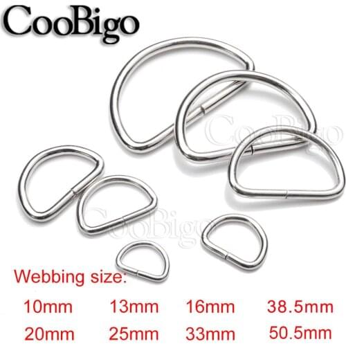 Metal D Ring Dee Buckle Belt Loop Bags Chain Backpacks Strap Pets Collar DIY Accessory Plated Silver Non-Welded 10-50mm