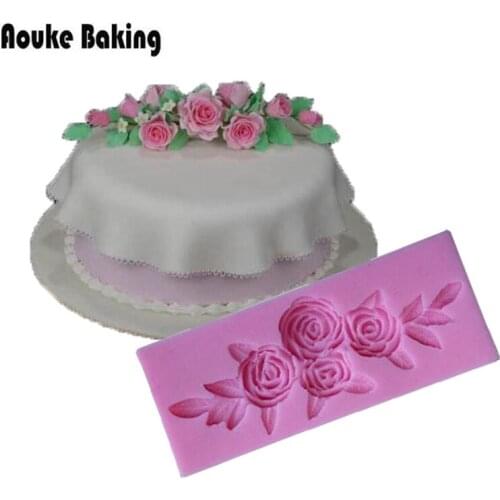 Aouke Rose Modeling Silica Gel Mold Kitchen Biscuit Cake Baking Tool Accessories Simple Manual DIY Silica Gel Mold Production