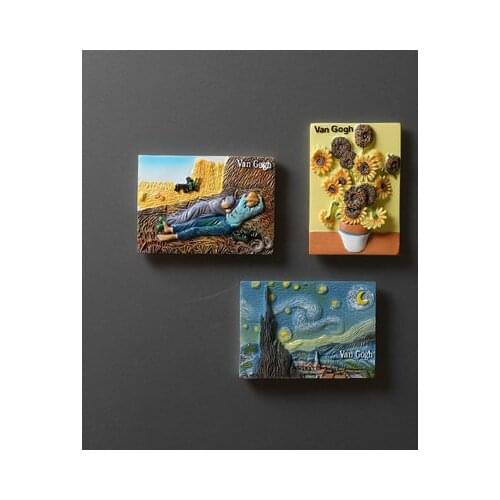 Van gogh paint refrigerator magnet stickers European Nordic creative refrigerator decorative cartoon cute magnetic stickers