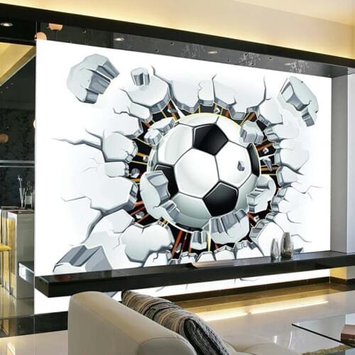 Bacal Modern 3D Mural Wallpaper Simple Football Broken Wall Photo Wall Murals Kids Bedroom Living Room Creative Decor Wallpaper