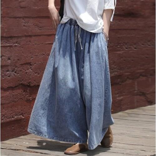 2019 female new summer cotton drawstring trousers loose literary casual slim wide-leg pants