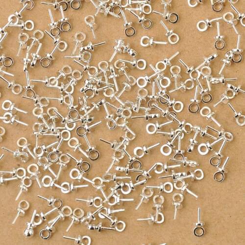 Wholesale 500PCS DIY Jewelry Findings 925 Sterling Silver Bail Connectors Pendant Beads Cap For Pearl,Crystal Bead