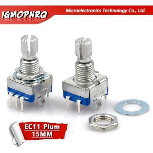 2PCS Plum handle 15mm rotary encoder coding switch / EC11 / digital potentiometer with switch 5 Pin
