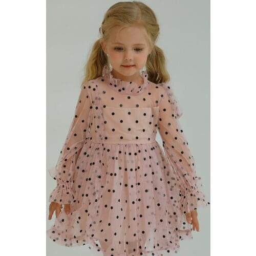 Little Girl Polka DotsDress Birthday Party Long Sleeves Children Casual Wear Clothing Princess Dress Princess Dress for Girls