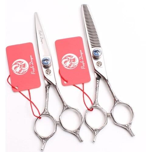 Y9228 6” Hair Scissors Professional High Quality for Barber Shop Hairdressor Hair Cutting Thinning Scissors Carved Handle Blue