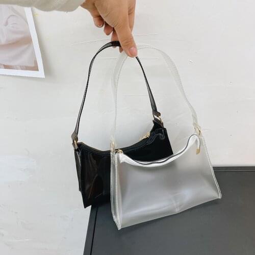Womens Bag Summer Transparent Bag Trend 2021 Purses and Handbags Solid Color Shoulder Underarm Hobos Bag Ladies Pink Sac femme