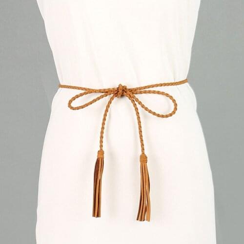 Decorated Waist Belt Stylish Dress Skirt Decor Twist Weaving Tassel Tie Waistband Braided Strap Women Cummerbunds Waist Chain
