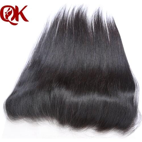 QueenKing Hair Brazilian Remy Hair Silky Straight 13X4 Lace Frontal Closure Pre Plucked Hair Line Natural Color Human Hair